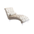 Coomore Velvet Chaise Lounge Indoor,Button Tufted Upholstered Chaise Lounge Chair With Pillow For Bedroom Living Room Office Beige Velvet Beige Primary Living Space Foam Velvet