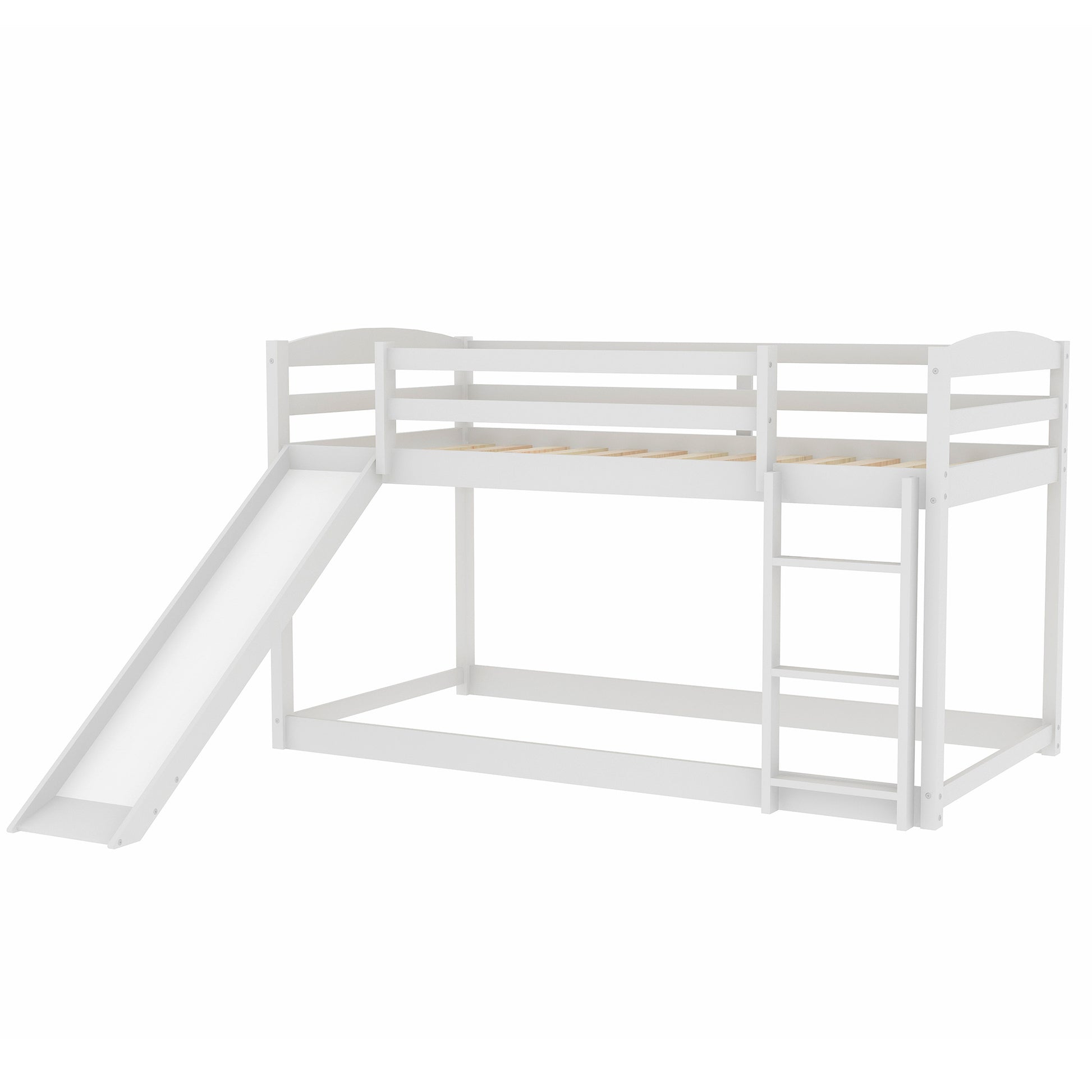 Twin Over Twin Bunk Bed With Convertible Slide And Ladderwhite Old Sku:Wf281725Aak White Pine