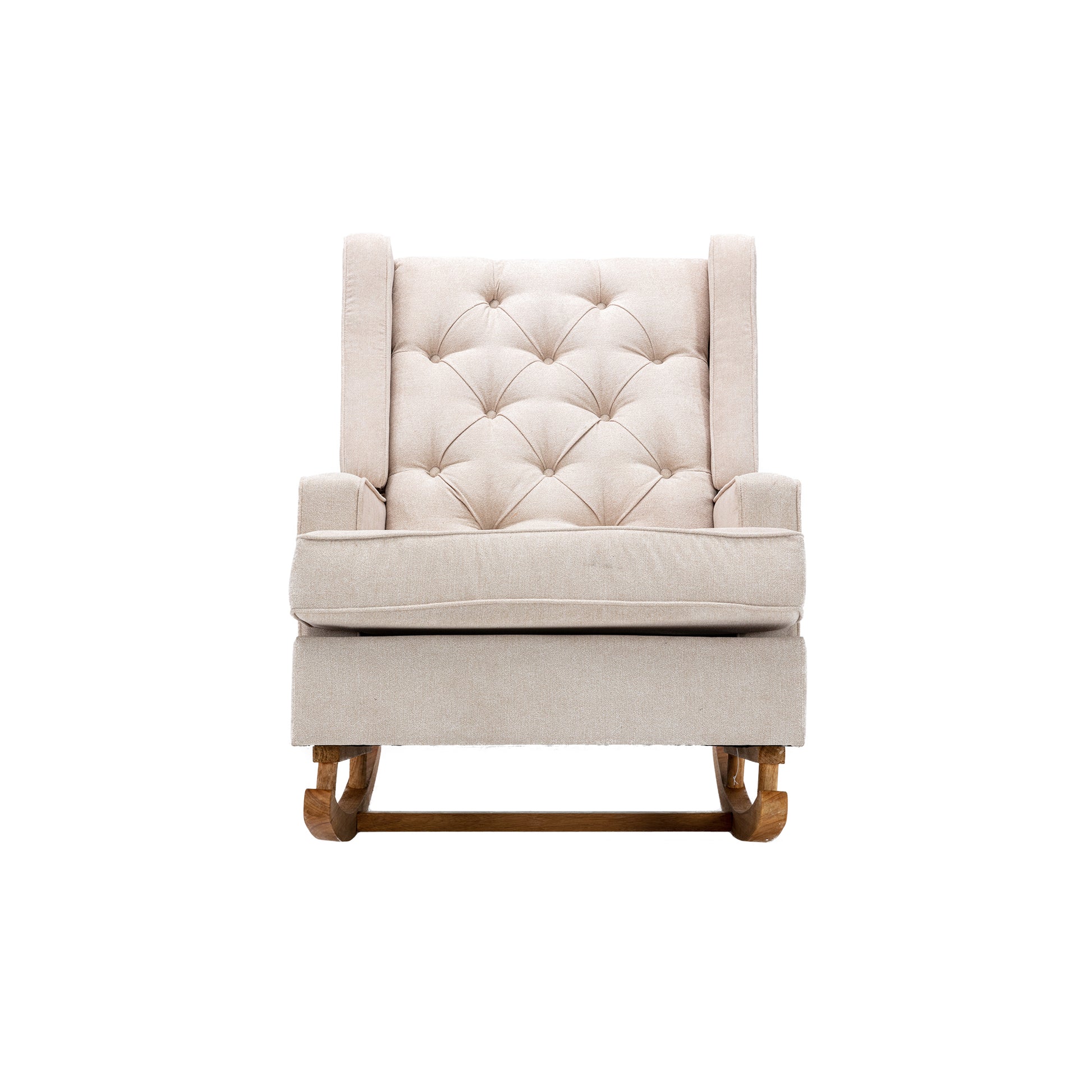 Coolmore Living Room Comfortable Rocking Chair Accent Chair Beige Polyester