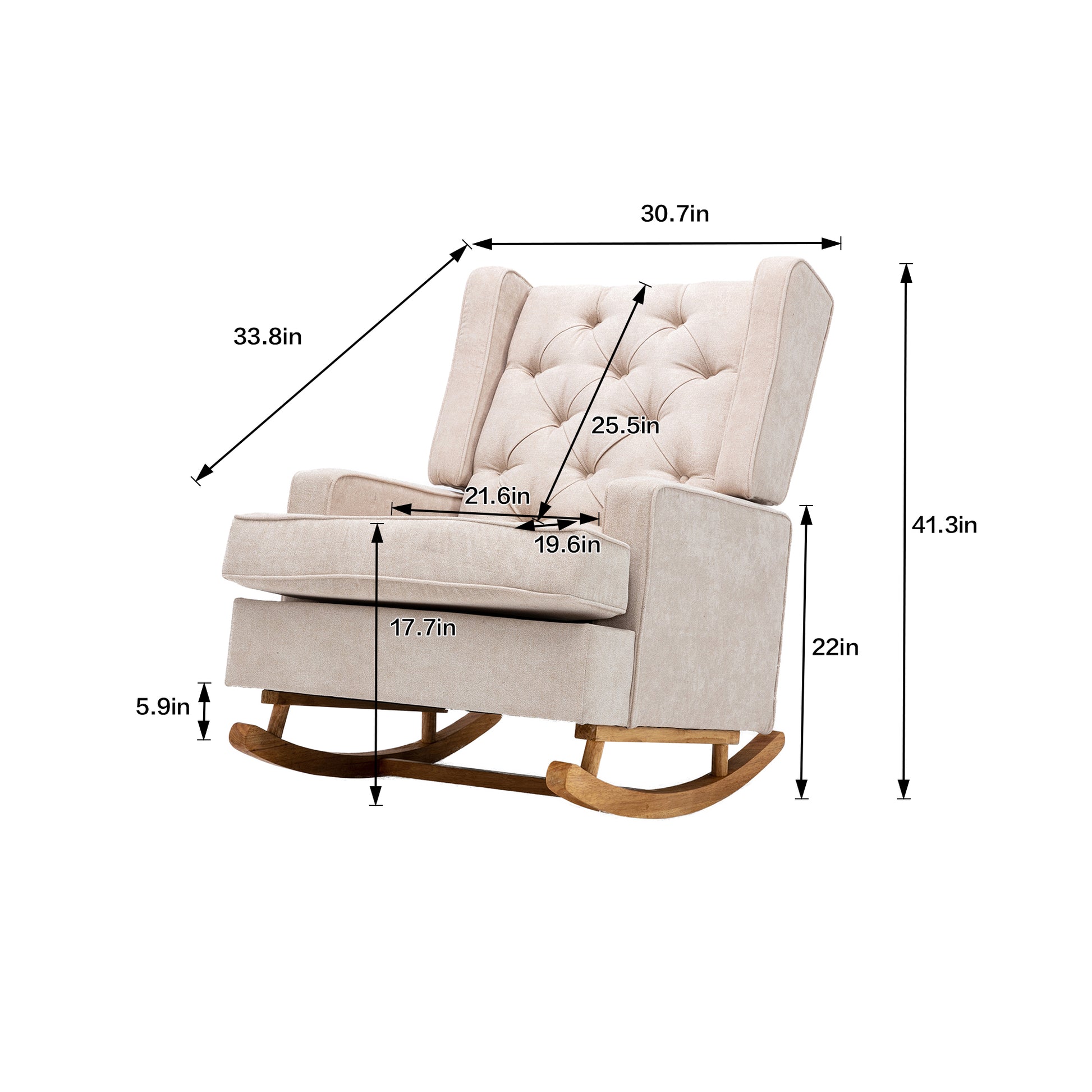 Coolmore Living Room Comfortable Rocking Chair Accent Chair Beige Polyester