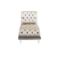 Coomore Velvet Chaise Lounge Indoor,Button Tufted Upholstered Chaise Lounge Chair With Pillow For Bedroom Living Room Office Beige Velvet Beige Primary Living Space Foam Velvet