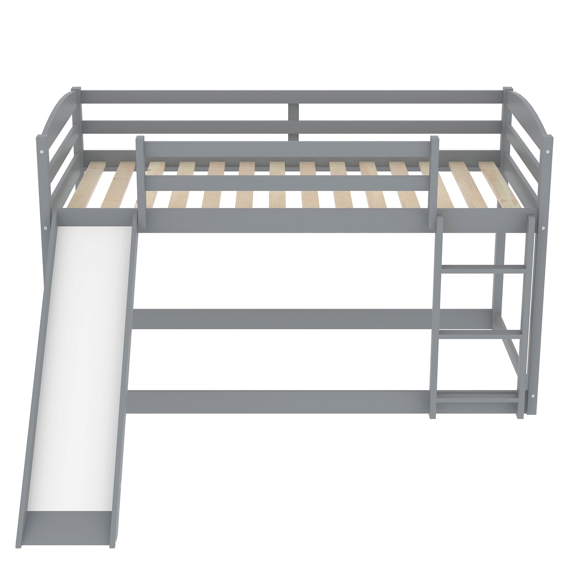 Twin Over Twin Bunk Bed With Convertible Slide And Laddergray Old Sku:Wf281725Aae Gray Pine