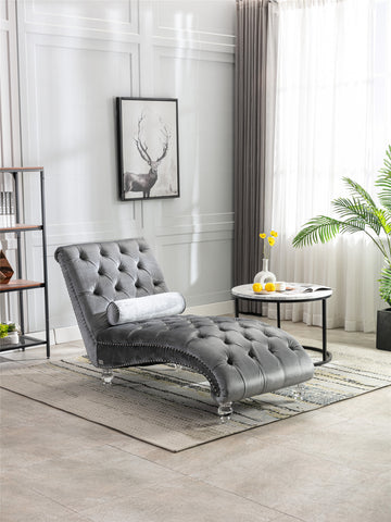 Coomoreleisure Concubine Sofa With Acrylic Feet Silver Velvet