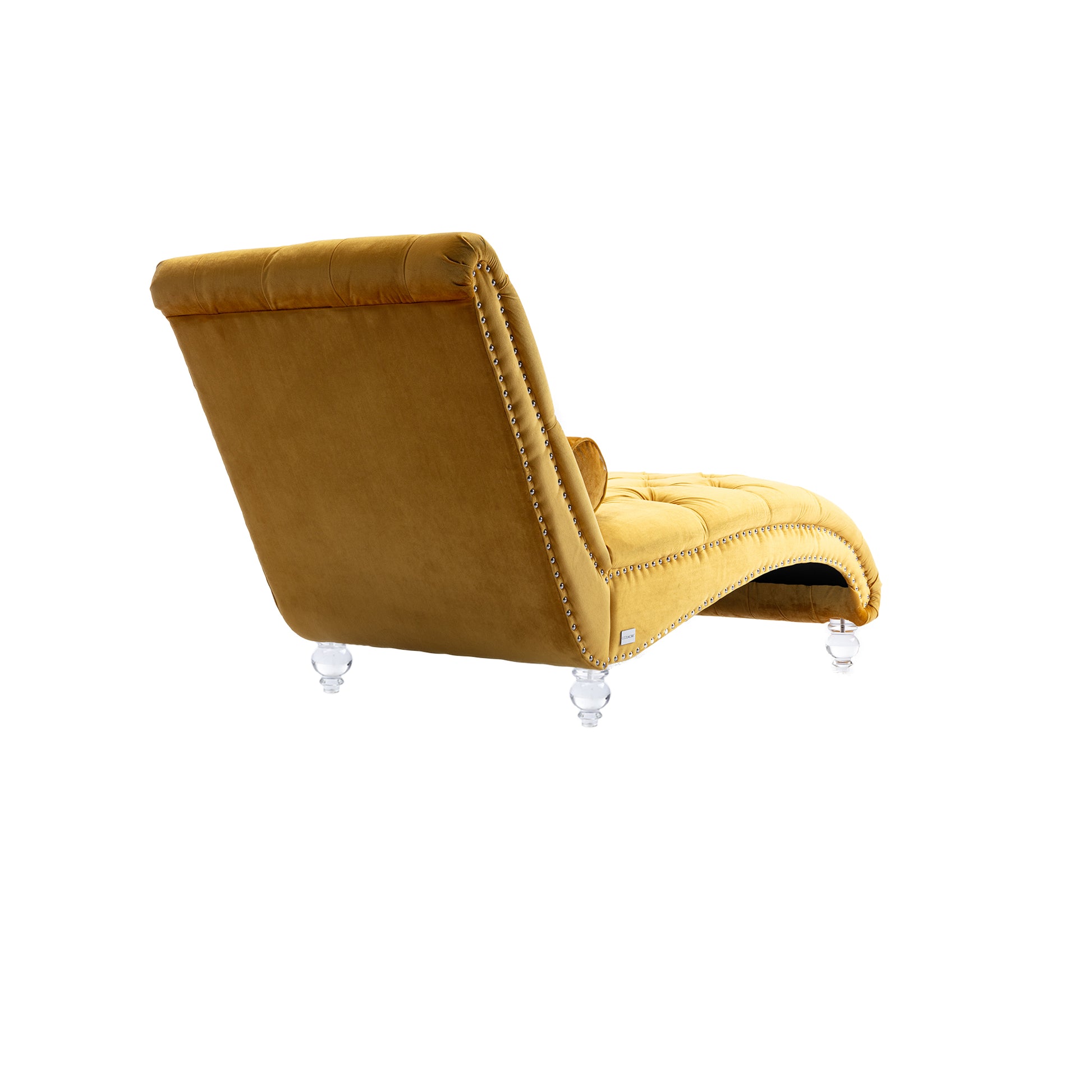 Coomoreleisure Concubine Sofa With Acrylic Feet Mustard Velvet