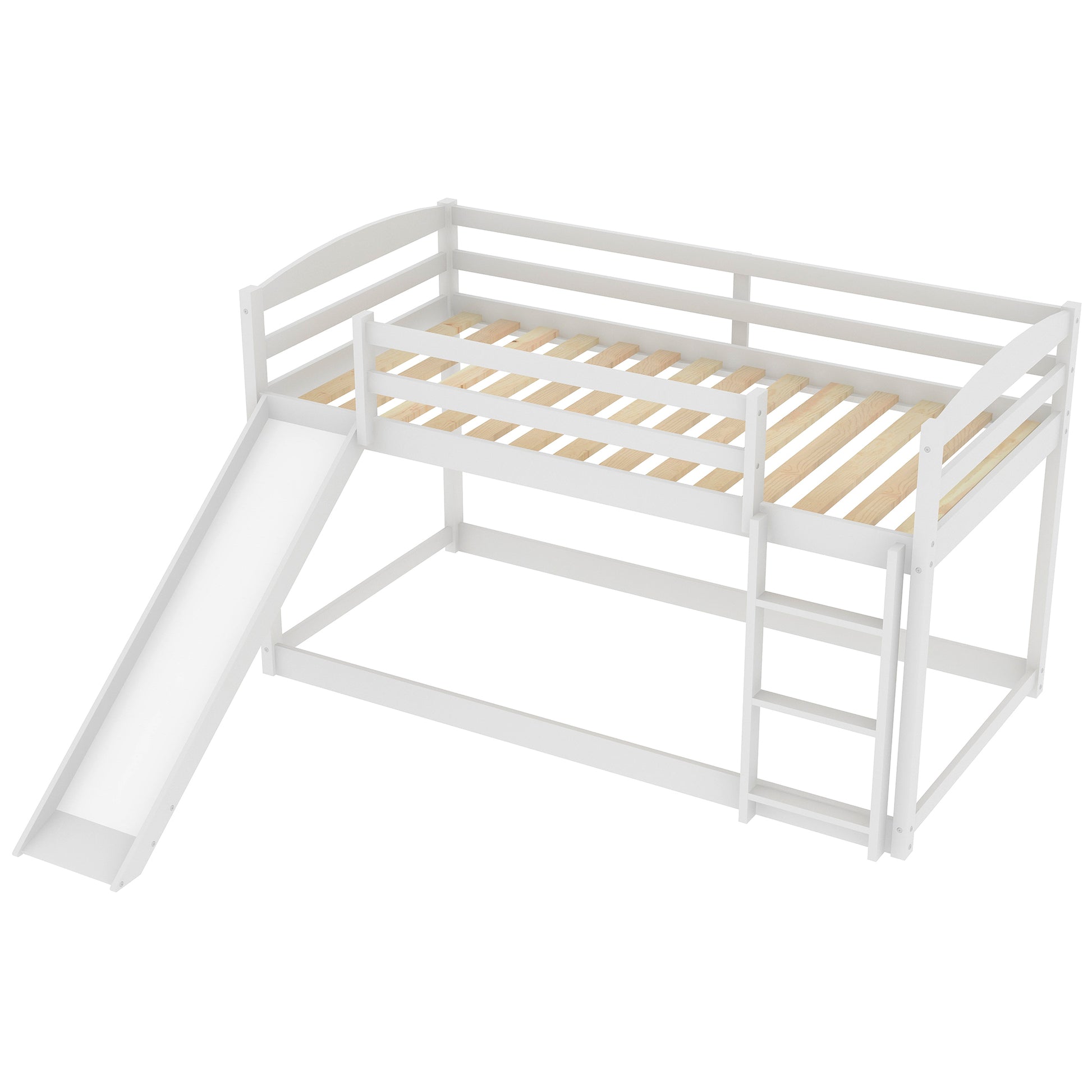 Twin Over Twin Bunk Bed With Convertible Slide And Ladderwhite Old Sku:Wf281725Aak White Pine