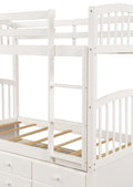 Twin Bunk Bed With Ladder, Safety Rail, Twin Trundle Bed With 3 Drawers For Teens Bedroom, Guest Room Furniture White Old Sku :Lp000071Aak White Solid Wood