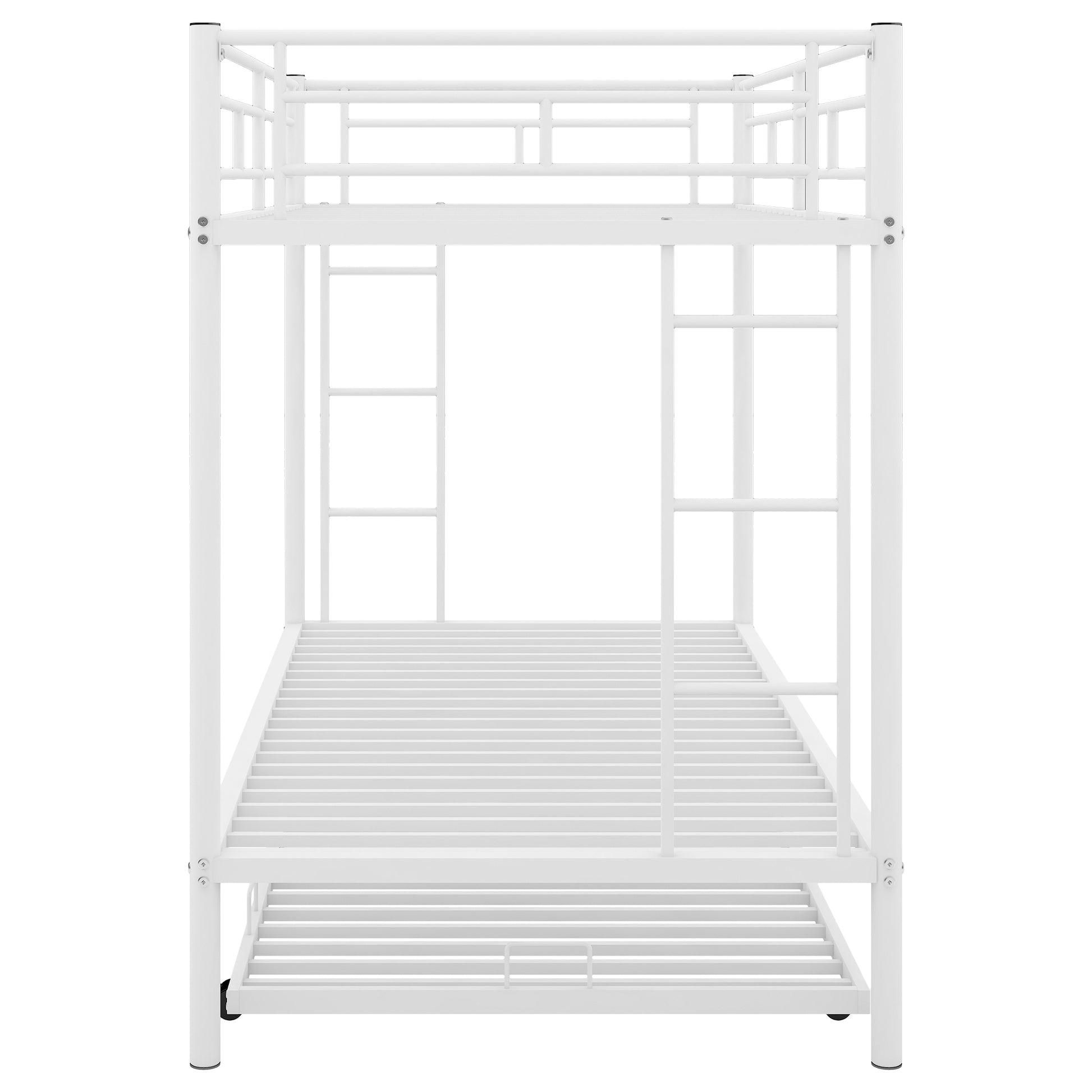 Twin Over Twin Bunk Bed With Trundle, White Old Sku:Mf192387Aak White Metal