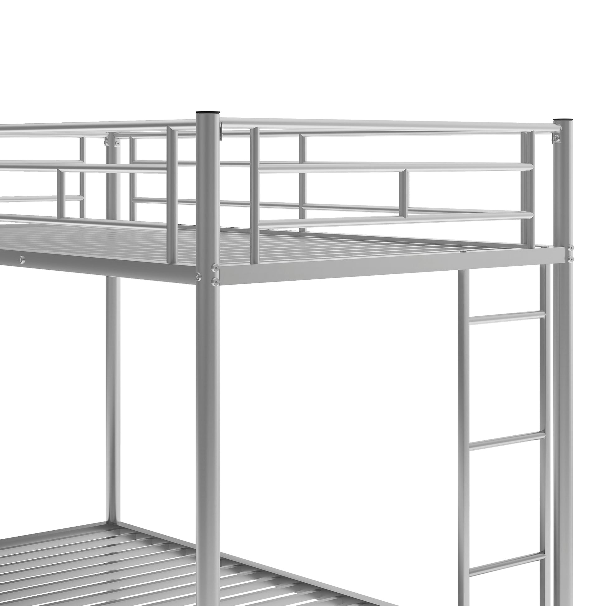 Twin Over Twin Bunk Bed With Trundle, Silver Old Sku:Mf192387Aan Silver Metal