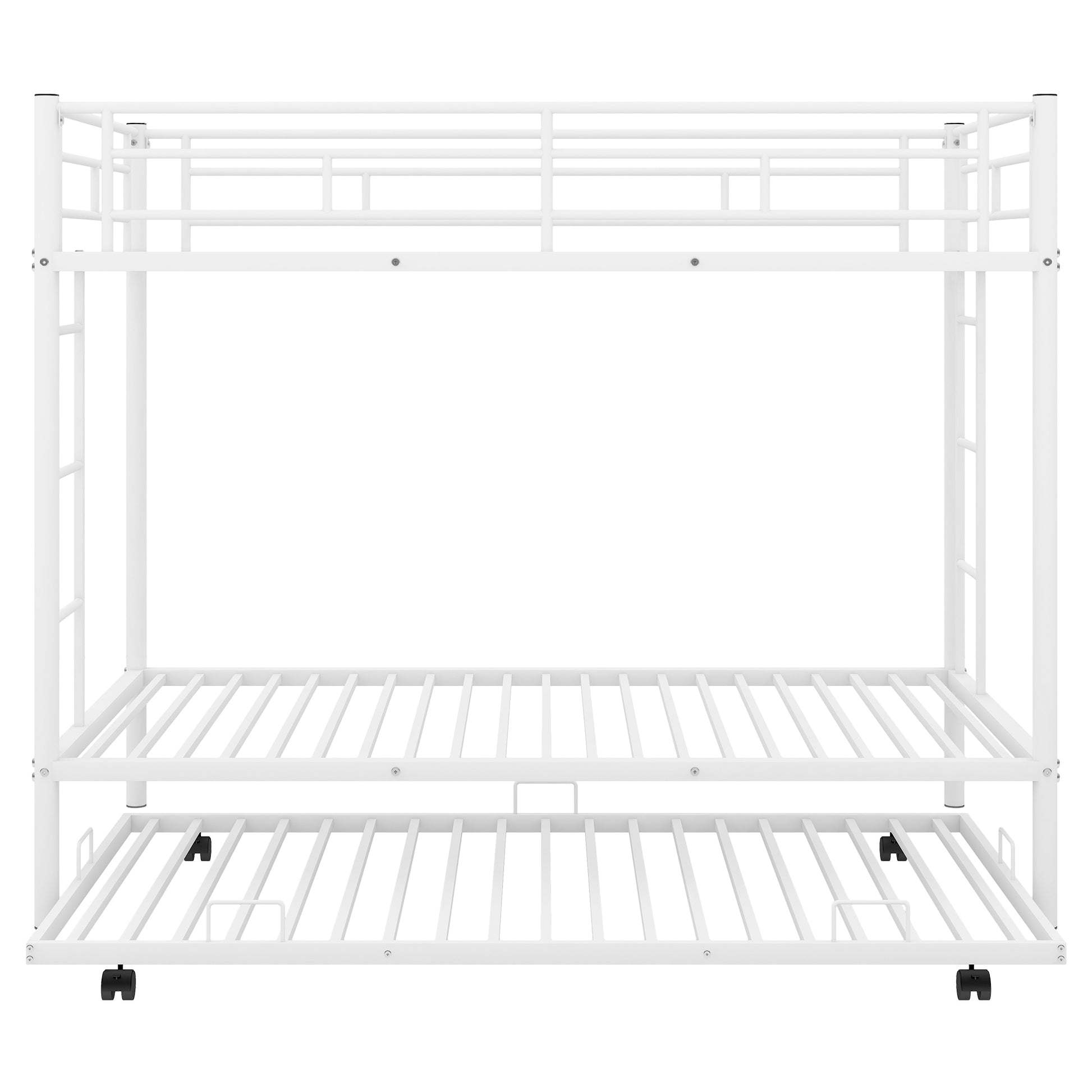 Twin Over Twin Bunk Bed With Trundle, White Old Sku:Mf192387Aak White Metal