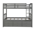 Twin Bunk Bed With Ladder, Safety Rail, Twin Trundle Bed With 3 Drawers For Bedroom, Guest Room Furniture Gray Old Sku :Lp000071Aae Gray Solid Wood