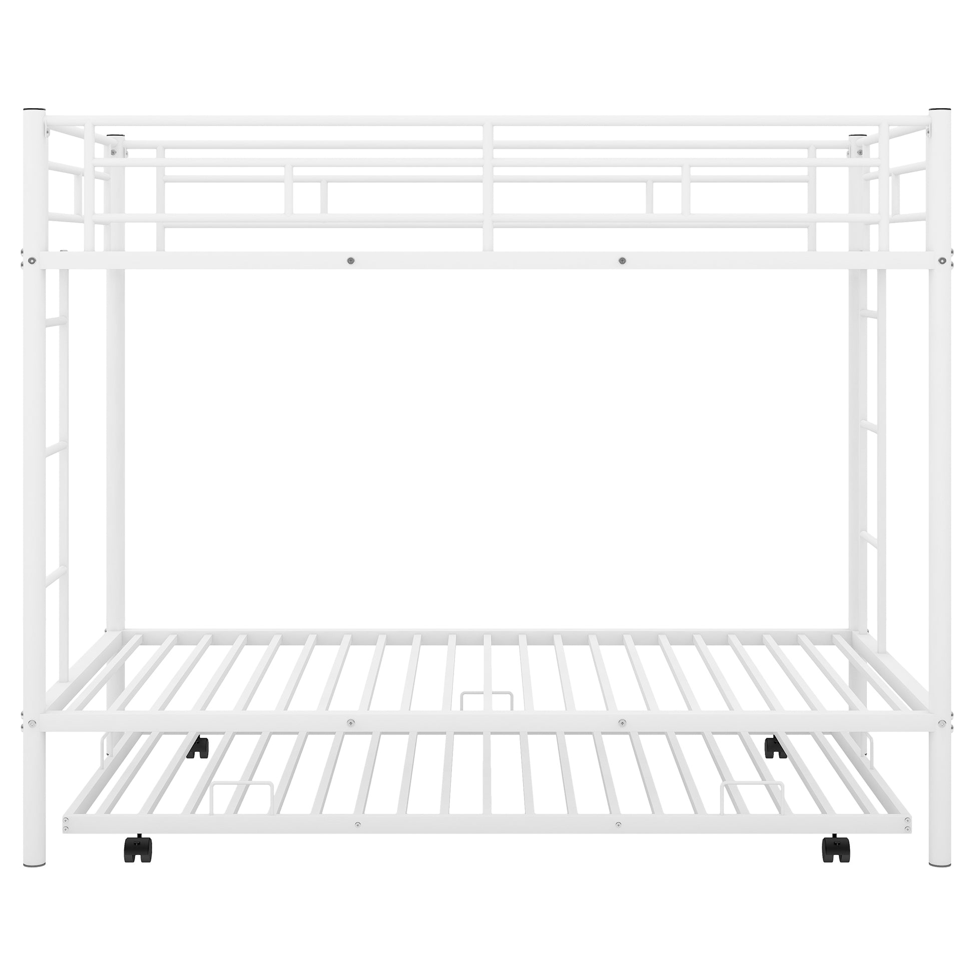 Twin Over Twin Bunk Bed With Trundle, White Old Sku:Mf192387Aak White Metal