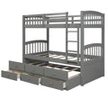 Twin Bunk Bed With Ladder, Safety Rail, Twin Trundle Bed With 3 Drawers For Bedroom, Guest Room Furniture Gray Old Sku :Lp000071Aae Gray Solid Wood