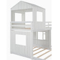 Wooden Twin Over Full Bunk Bed, Loft Bed With Playhouse, Farmhouse, Ladder And Guardrails, White Old Sku: Lt000027Aak White Solid Wood