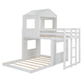 Wooden Twin Over Full Bunk Bed, Loft Bed With Playhouse, Farmhouse, Ladder And Guardrails, White Old Sku: Lt000027Aak White Solid Wood