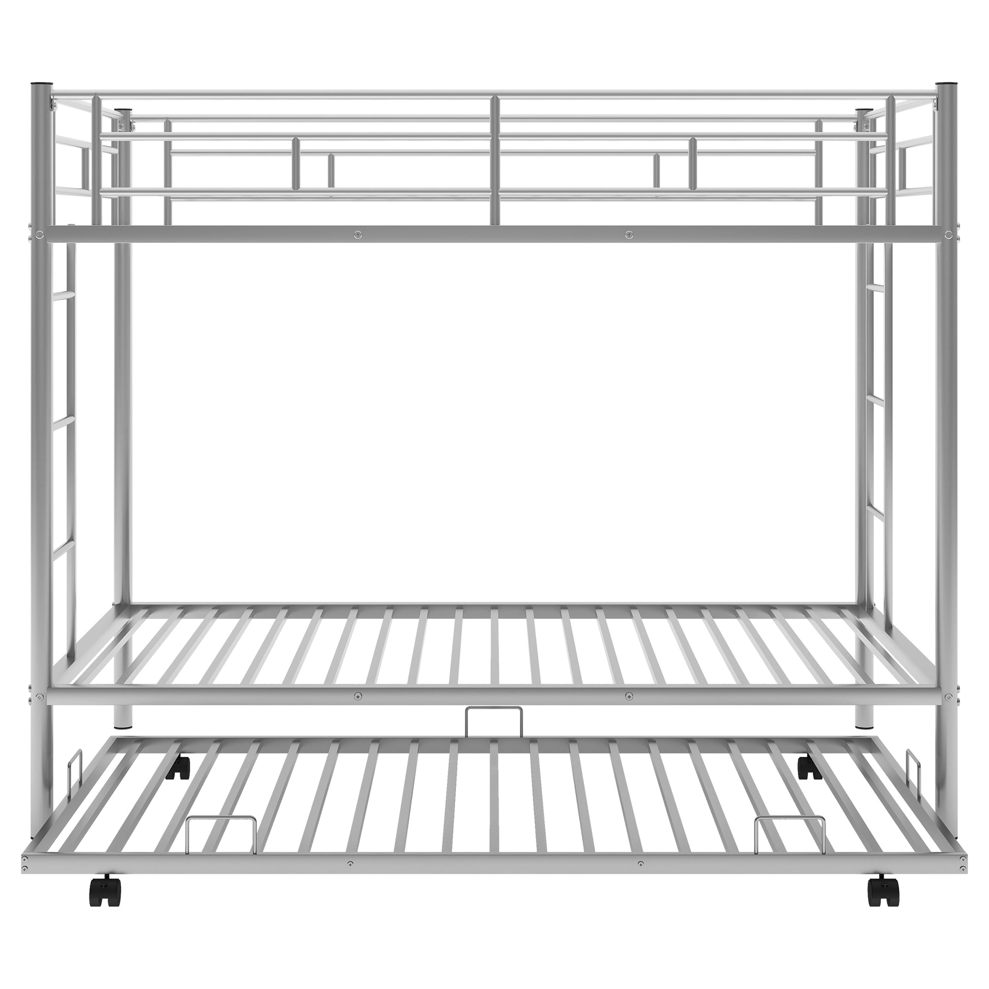 Twin Over Twin Bunk Bed With Trundle, Silver Old Sku:Mf192387Aan Silver Metal