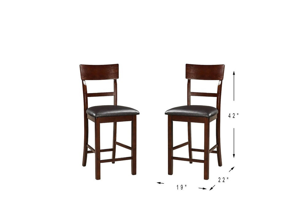 Set Of 2 Chairs Dining Room Furniture Dark Brown Cushioned Solid Wood Counter Height Chairs Brown Brown Dining Room Modern,Transitional Dining Chairs Ladder Back Solid Wood