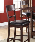 Set Of 2 Chairs Dining Room Furniture Dark Brown Cushioned Solid Wood Counter Height Chairs Brown Brown Dining Room Modern,Transitional Dining Chairs Ladder Back Solid Wood