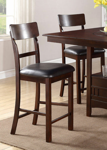 Set Of 2 Chairs Dining Room Furniture Dark Brown Cushioned Solid Wood Counter Height Chairs Brown Brown Dining Room Modern,Transitional Dining Chairs Ladder Back Solid Wood