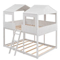 Full Over Full Woodbunk Bed With Roof, Window, Guardrail, Ladder White Old Sku: Lt000031Aak White Solid Wood