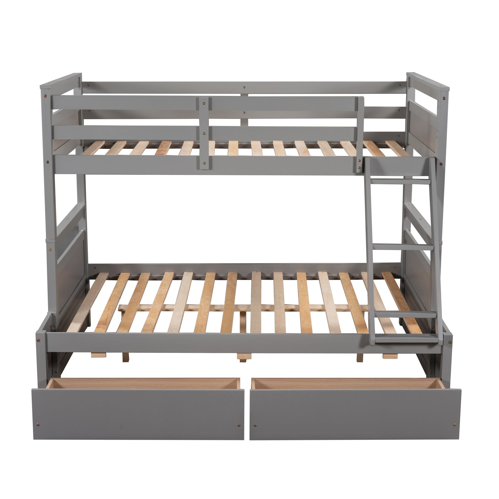 Twin Over Full Bunk Bed With Storage Gray Old Sku :Lp000022Aae Twin Gray Solid Wood