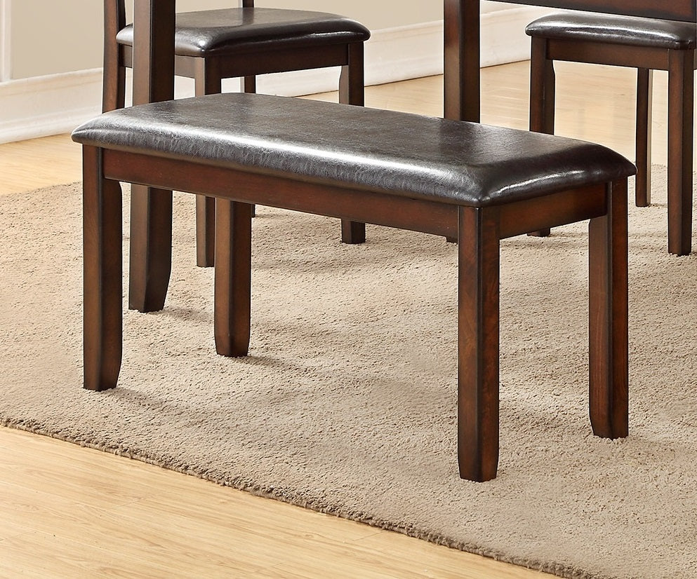 Classic Style 6Pcs Dining Set Rectangle Table 4 Side Chairs And Bench Dining Room Furniture Mdf Rubber Wood Brown Wood Dining Room Solid Wood Rubberwood Rectangular Dining Table With Chair And Bench Wood Wood Espresso Ladder Back Seats 6 60 Inches
