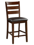 Set Of 2 Chairs Dining Room Furniture Antique Walnut Wood Finish Cushioned Solid Wood Counter Height Chairs Faux Leather Cushion Walnut Brown Dining Room Modern,Rustic,Transitional Dining Chairs Ladder Back Solid Wood