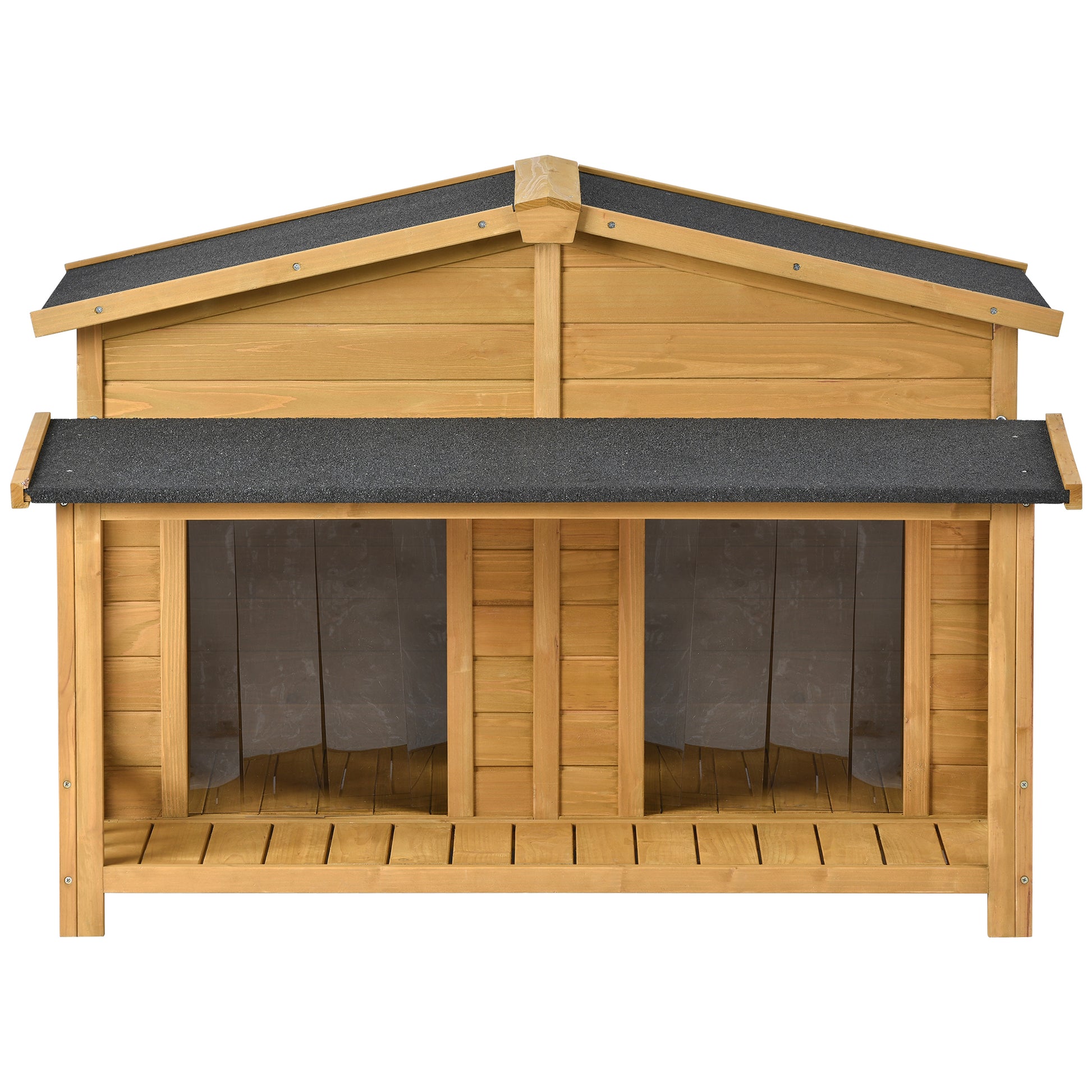 47.2" Large Wooden Dog House Outdoor, Outdoor & Indoor Dog Crate, Cabin Style, With Porch, 2 Doors Wood Outdoor Kennel Medium 26 40 Lbs Solid Wood