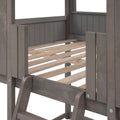 Full Over Full Woodbunk Bed With Roof, Window, Guardrail, Ladder Antique Gray Old Sku: Lt000031Aae Antique Gray Solid Wood