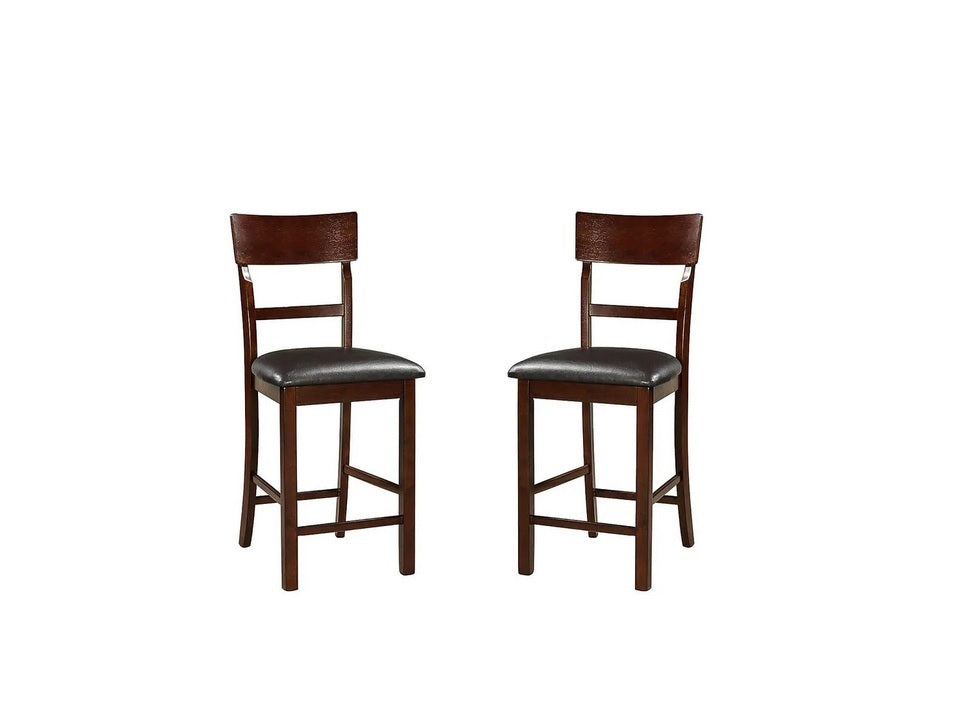 Set Of 2 Chairs Dining Room Furniture Dark Brown Cushioned Solid Wood Counter Height Chairs Brown Brown Dining Room Modern,Transitional Dining Chairs Ladder Back Solid Wood