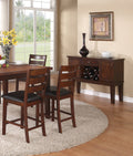 Contemporary Counter Height Dining Table W Leaf 6X High Chairs 7Pc Set Antique Walnut Wood Finish Dining Room Furniture Wood Dining Room Extendable Rubberwood Square Dining Table With Chair Wood Wood Walnut Ladder Back Seats 6 54 Inches Removable Leaf