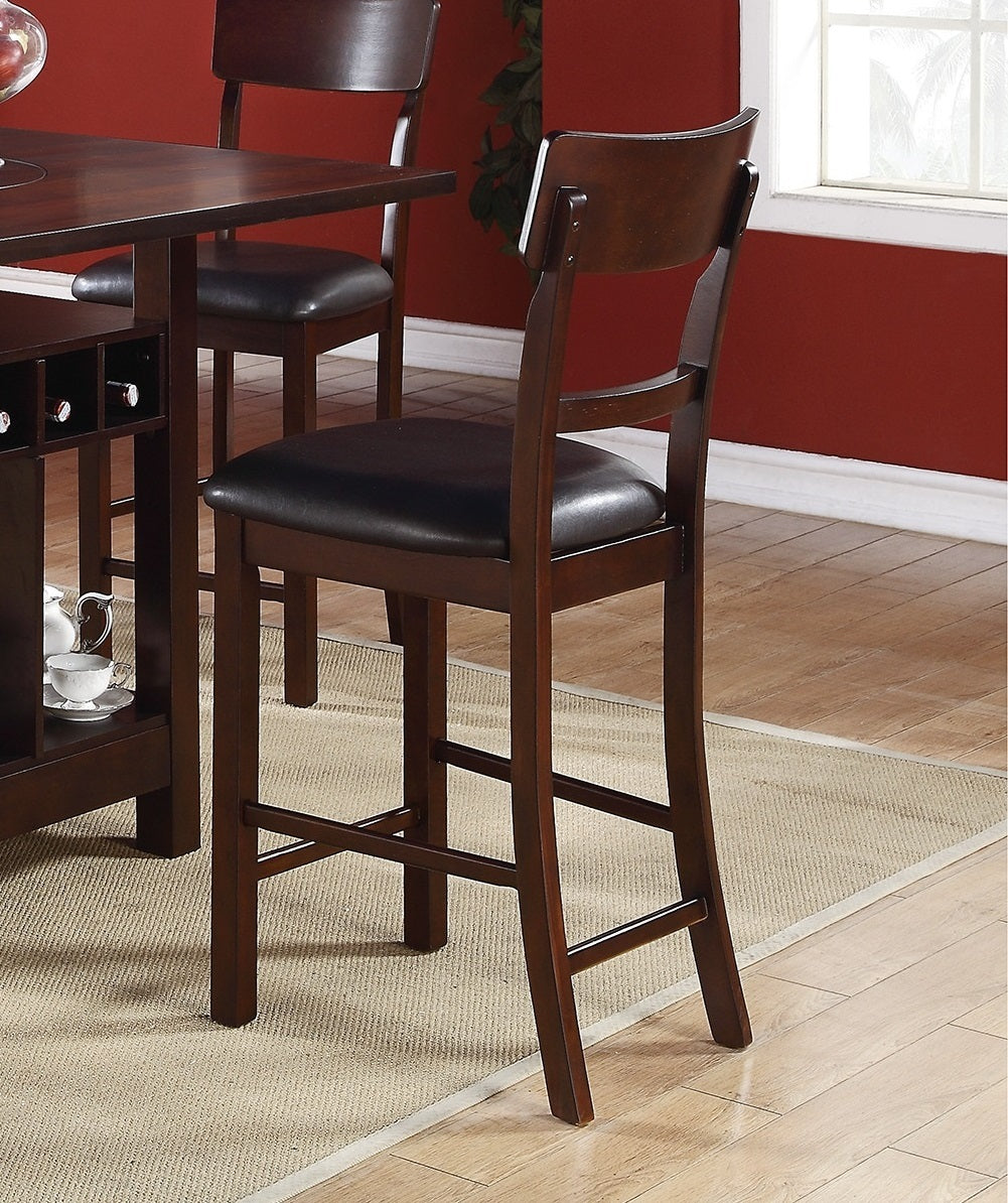 Set Of 2 Chairs Dining Room Furniture Dark Brown Cushioned Solid Wood Counter Height Chairs Brown Brown Dining Room Modern,Transitional Dining Chairs Ladder Back Solid Wood