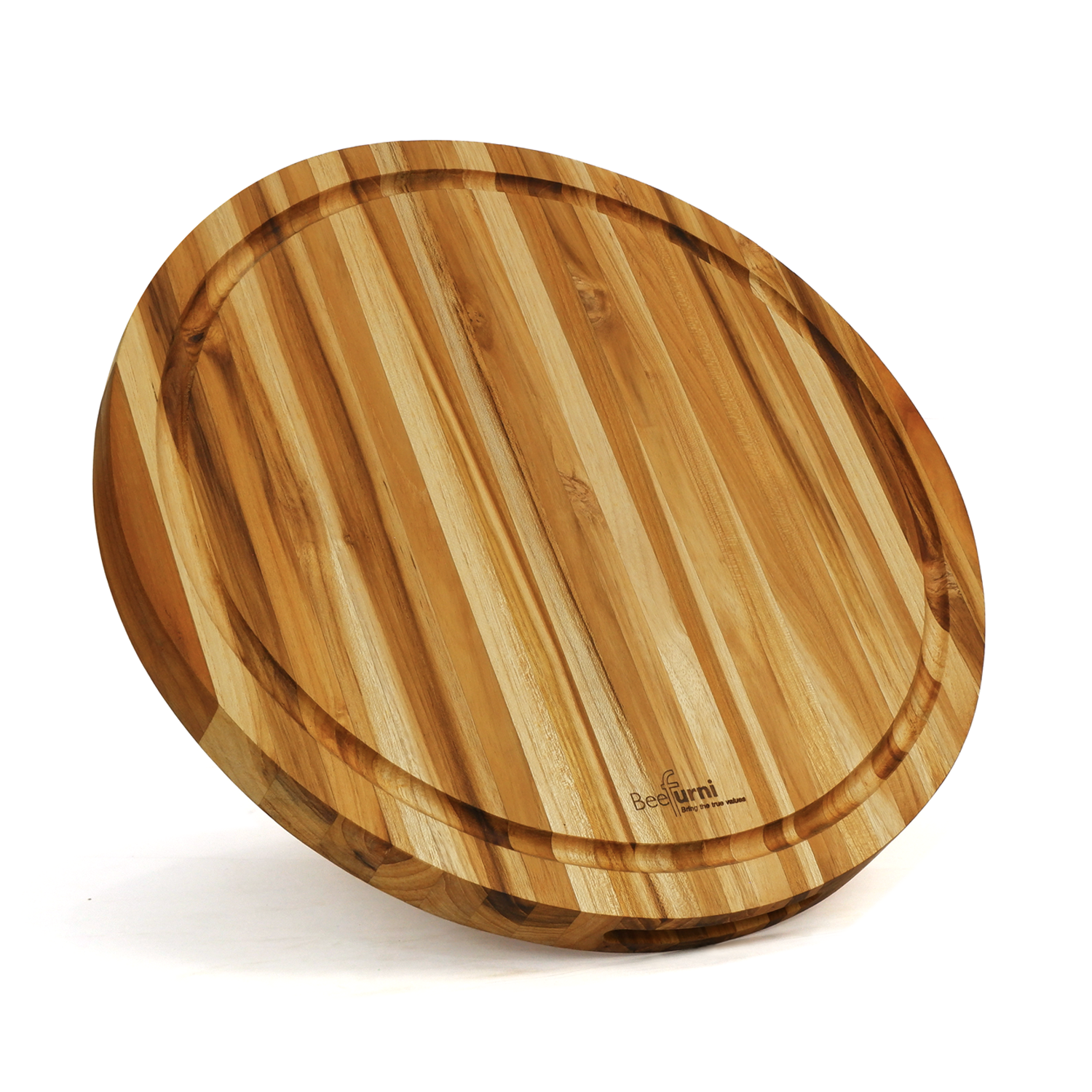 Round Teak Cutting Board Bf02003 S 15.75 Inch, Pack Of 5 Pieces Natural Solid Wood