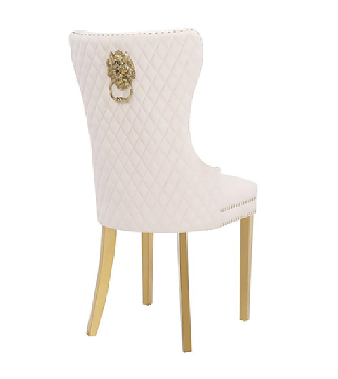 Simba Gold 2 Piece Dinning Chair Finish With Velvet Fabric In Beige Beige Dining Room Traditional Accent Chairs Tufted Back Stainless Steel