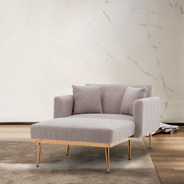 Coolmore Fashionable And Classic Style Chaise Lounge Chair Accent Chair For Living Room, Bedroom Grey Teddy Grey Teddy Foam Teddy