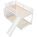 Twin Over Twin Bunk Bed With Convertible Slide And Stairway, White White Pine