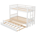 Twin Over Pull Out Bunk Bed With Trundle, White Twin White Pine