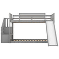 Twin Over Twin Bunk Bed With Convertible Slide And Stairway, Gray Gray Pine