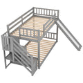 Twin Over Twin Bunk Bed With Convertible Slide And Stairway, Gray Gray Pine