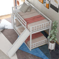 Twin Over Twin Bunk Bed With Convertible Slide And Stairway, White White Pine