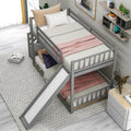 Twin Over Twin Bunk Bed With Convertible Slide And Stairway, Gray Gray Pine