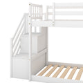 Twin Over Twin Bunk Bed With Convertible Slide And Stairway, White White Pine