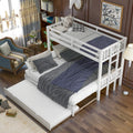 Twin Over Pull Out Bunk Bed With Trundle, White Twin White Pine