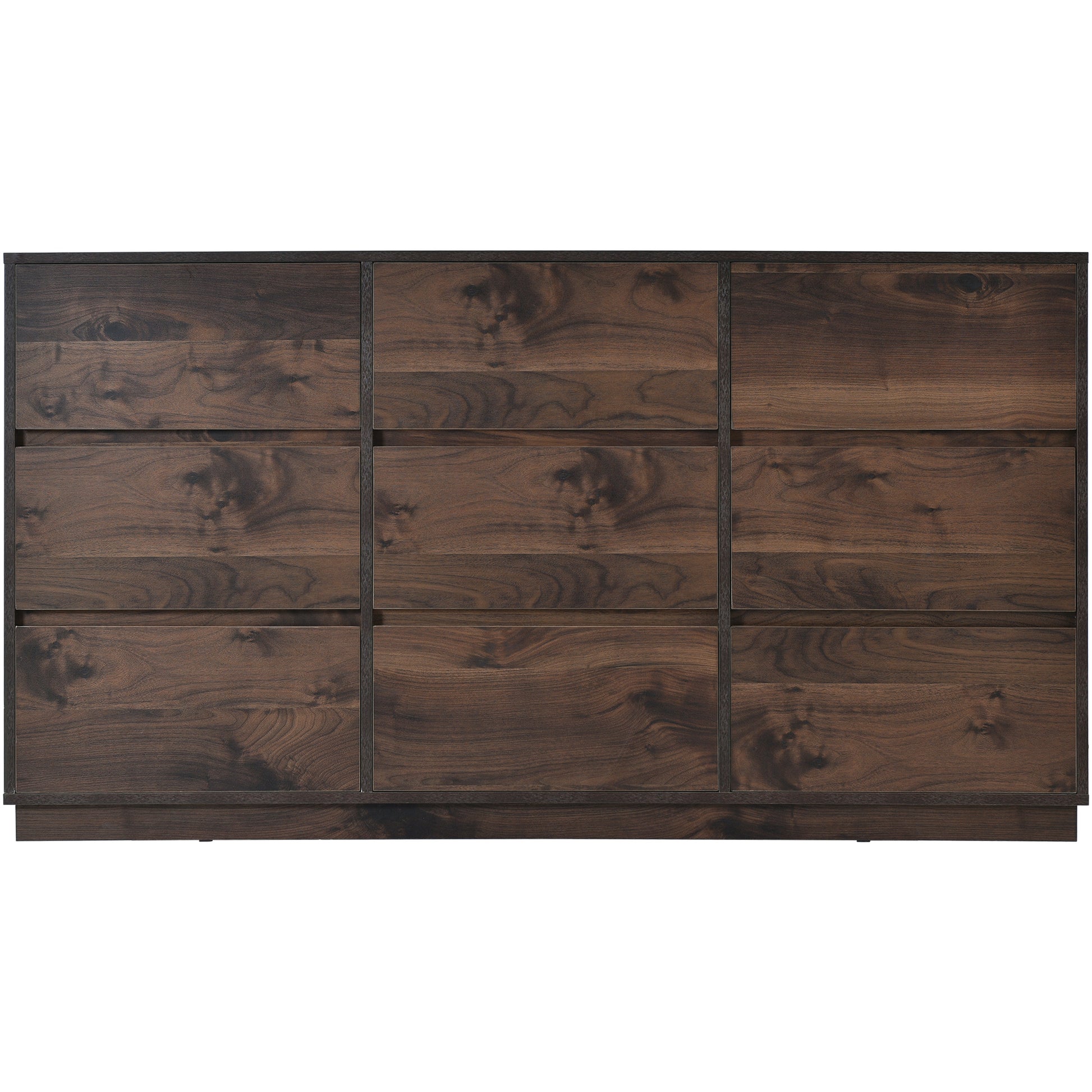 Mid Century Modern 9 Drawers Dresser,Dark Brown Dark Brown Mdf