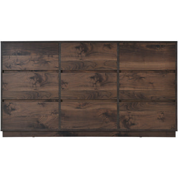 Mid Century Modern 9 Drawers Dresser,Dark Brown Dark Brown Mdf