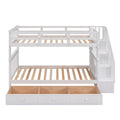 Stairway Twin Over Twin Bunk Bed With Three Drawers For Bedroom, Dorm White Old Sku: Lp000309Aak White Solid Wood