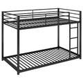 Twin Over Twin Metal Bunk Bed, Low Bunk Bed With Ladder, Black Old Sku:Wf282465Aab Black Steel