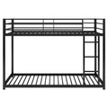 Twin Over Twin Metal Bunk Bed, Low Bunk Bed With Ladder, Black Old Sku:Wf282465Aab Black Steel