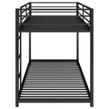 Twin Over Twin Metal Bunk Bed, Low Bunk Bed With Ladder, Black Old Sku:Wf282465Aab Black Steel