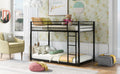 Twin Over Twin Metal Bunk Bed, Low Bunk Bed With Ladder, Black Old Sku:Wf282465Aab Black Steel