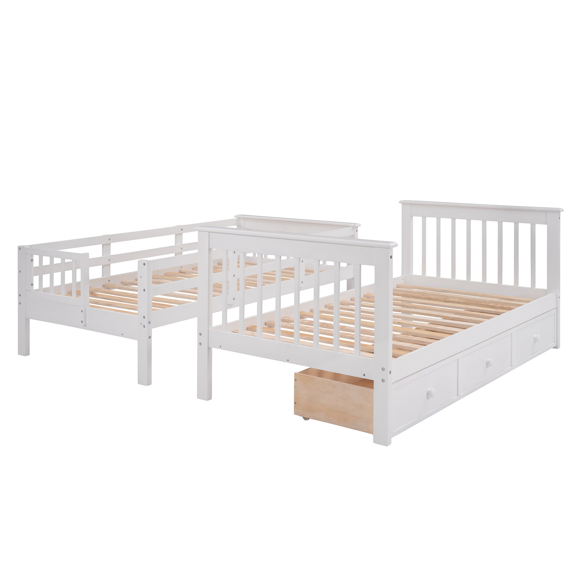 Stairway Twin Over Twin Bunk Bed With Three Drawers For Bedroom, Dorm White Old Sku: Lp000309Aak White Solid Wood